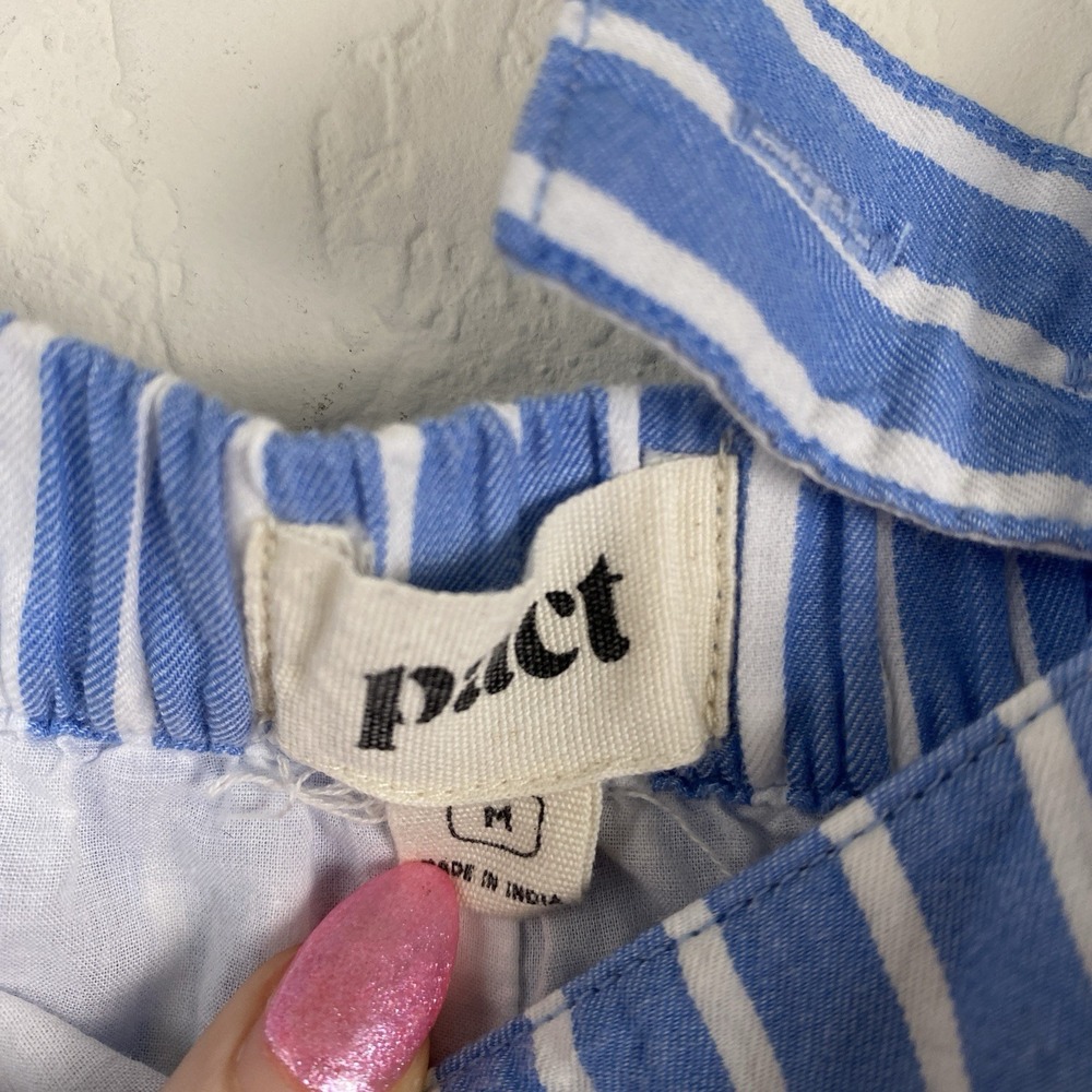 Pact Size M Easy Sunset Cami Dress Blue Striped Coastal Organic Cotton Tiered - Picture 5 of 10
